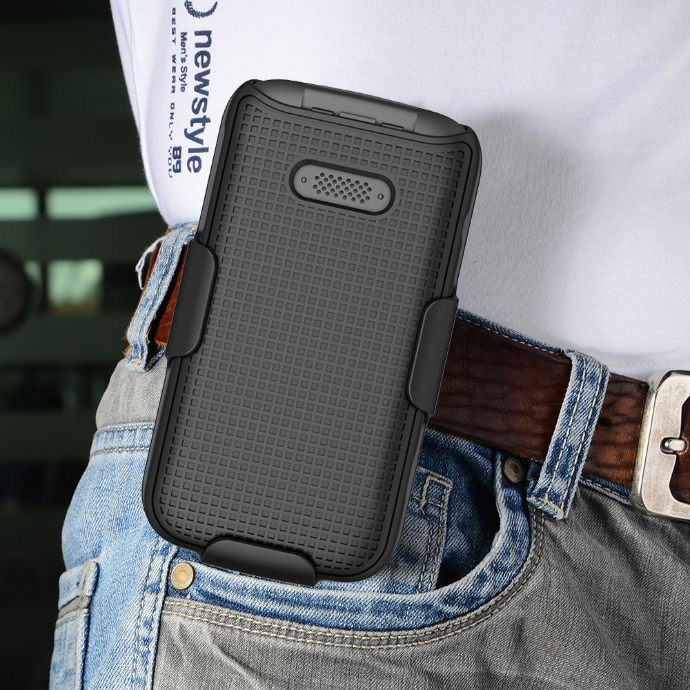 Hard case cover and belt clip holster combo for lively jitterbug flip 2